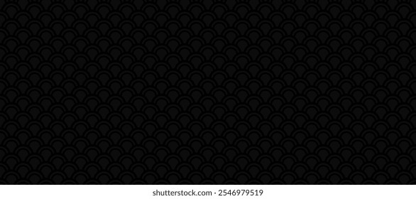 Black Snake Skin Print. Japanese and Chinese Traditional Seamless Pattern. Oriental Geometric Ornament. Black Abstract Oriental Vector Pattern. Simple Elegnat Repeatable Motif of Wavy Water. RGB.