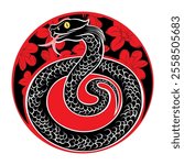 Black Snake vector illustration for tattoo design.