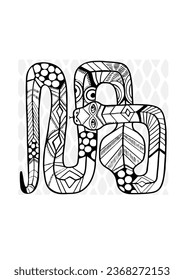 Black Snake vector illustration for tattoo design.