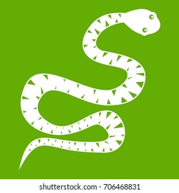 Black snake wriggling icon white isolated on green background. Vector illustration