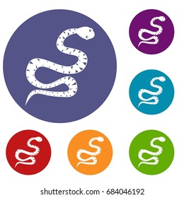 Black snake wriggling icons set