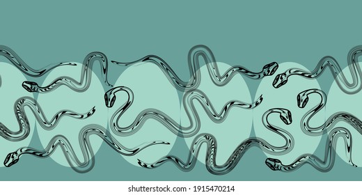 
Schwarze Schlangen, Grafiken, Kalligrafie.
Satz von Illustrationen mit Schlangen. Vektorgrafik.