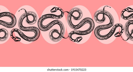 
Schwarze Schlangen, Grafiken, Kalligrafie.
Satz von Illustrationen mit Schlangen. Vektorgrafik.