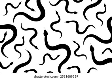 Black snakes icons vector background.