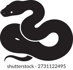black snaSleek black snake silhouette vector illustration, coiled python or boa constrictor icon, minimalist reptile serpent design isolated on white backgroundke silhouette