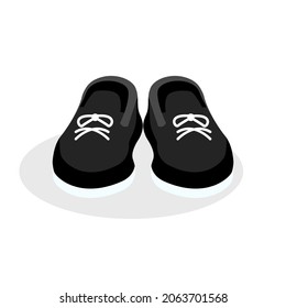 Black sneakers on an isolated background. Vector illustration of bright shoes. Flat design