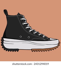 Black Sneakers Shoes Vector Illustration