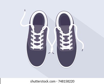 Black sneakers. Sport shoes. Shoes for running. Vector illustration
