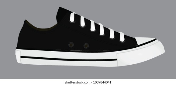 Black snicker shoe. vector illustration 