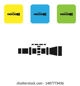 Black Sniper optical sight icon isolated on white background. Sniper scope crosshairs. Set icons colorful square buttons. Vector Illustration