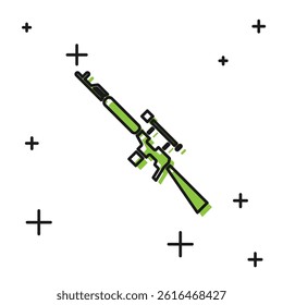 Black Sniper rifle with scope icon isolated on white background.  Vector Illustration