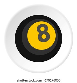 Black snooker eight pool icon in flat circle isolated vector illustration for web