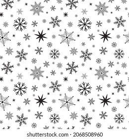Imagen simple de nieve negra. Aislado sobre fondo blanco. Patrón veloz. Paneles abstractos, embalaje, pancarta. Ornamento tradicional de Año Nuevo.