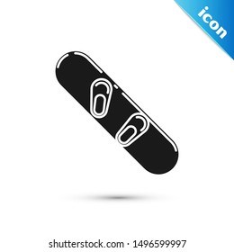 Black Snowboard icon isolated on white background. Snowboarding board icon. Extreme sport. Sport equipment.  Vector Illustration