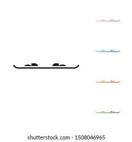 Black Snowboard icon isolated on white background. Snowboarding board icon. Extreme sport. Sport equipment. Set icons colorful. Vector Illustration