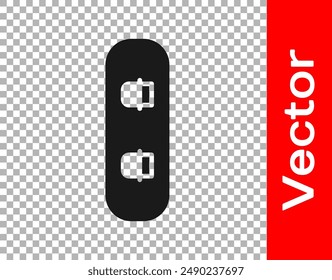 Black Snowboard icon isolated on transparent background. Snowboarding board icon. Extreme sport. Sport equipment.  Vector Illustration