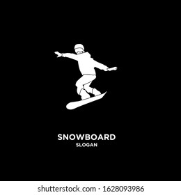 black Snowboard player silhouette dark logo icon design
