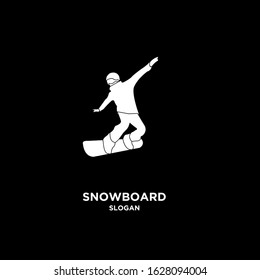 black Snowboard player silhouette dark logo icon design