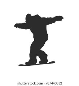 Black snowboarders silhouettes isolated on white background. Art vector illustration.