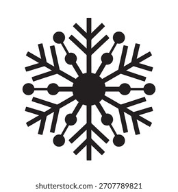 Icono de copo de nieve negro con ramas geométricas y puntos