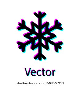 Black Snowflake icon isolated on white background.  Vector Illustration
