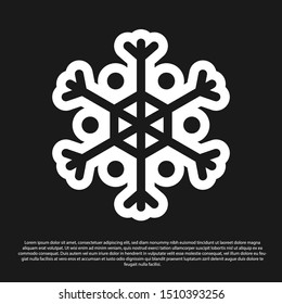 Black Snowflake icon isolated on black background.  Vector Illustration
