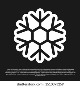 Black Snowflake icon isolated on black background.  Vector Illustration