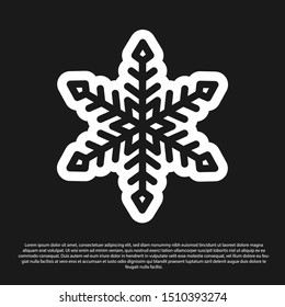 Black Snowflake icon isolated on black background.  Vector Illustration