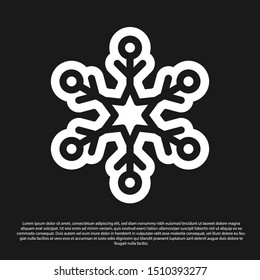 Black Snowflake icon isolated on black background.  Vector Illustration