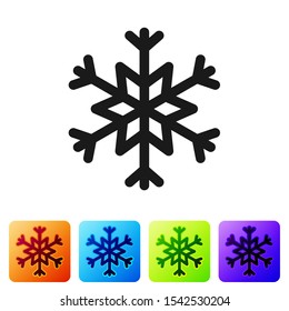 Black Snowflake icon isolated on white background. Set icons in color square buttons. Vector Illustration