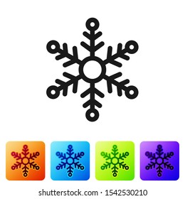 Black Snowflake icon isolated on white background. Set icons in color square buttons. Vector Illustration