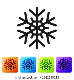 Black Snowflake icon isolated on white background. Set icons in color square buttons. Vector Illustration