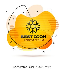 Black Snowflake icon isolated on white background. Abstract banner with liquid shapes. Vector Illustration