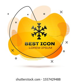 Black Snowflake icon isolated on white background. Abstract banner with liquid shapes. Vector Illustration