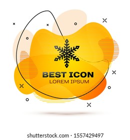 Black Snowflake icon isolated on white background. Abstract banner with liquid shapes. Vector Illustration