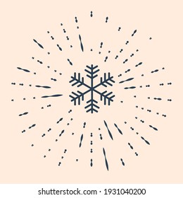 Black Snowflake icon isolated on beige background. Abstract circle random dots. Vector Illustration