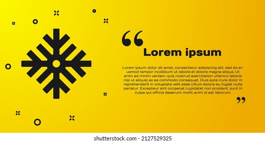 Black Snowflake icon isolated on yellow background. Merry Christmas and Happy New Year.  Vector