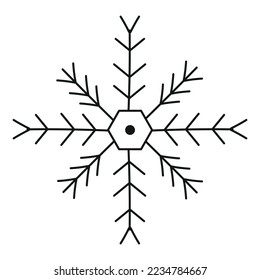 Icono de copo de nieve negro aislado en fondo blanco. elemento de diseño de Navidad y Año nuevo, símbolo congelado, ilustración vectorial