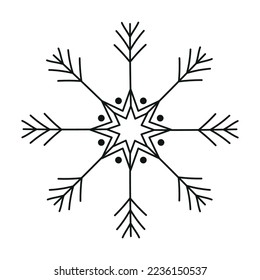Black snowflake icon isolated on white background. Christmas and New year design element, frozen symbol, Vector illustration
