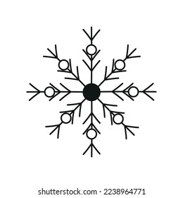 Icono de copo de nieve negro aislado en fondo blanco. elemento de diseño de Navidad y Año nuevo, símbolo congelado, ilustración vectorial