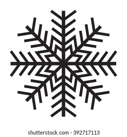 Black snowflake icon isolated on white background. Vector illustration. 