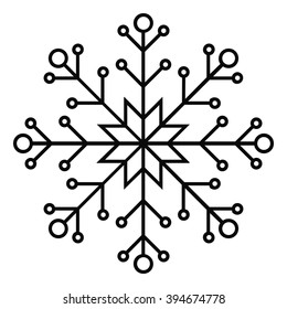 Black snowflake icon isolated on white background. Vector illustration. 