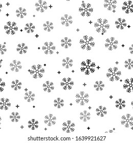 Black Snowflake icon isolated seamless pattern on white background.  Vector Illustration