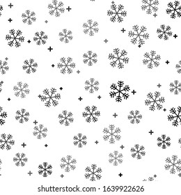 Black Snowflake icon isolated seamless pattern on white background.  Vector Illustration