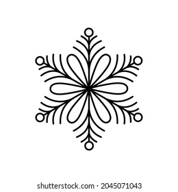 Schwarzer Schneeflocken. Logo-Design des Symbols. Wintersymbol von Eiskristall. Vorlage für Winterdesign. Einzelne Vektorgrafik 