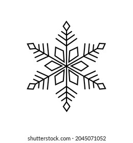 Black snowflake. Icon logo design. Ice crystal winter symbol. Template for winter design. Isolated vector illustration 