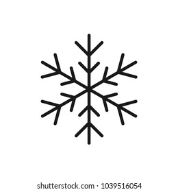 Black snowflake icon, on the white background. Vector.