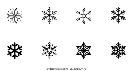 Iconos negros del copo de nieve fijados para el invierno y los Diseños de Festiva