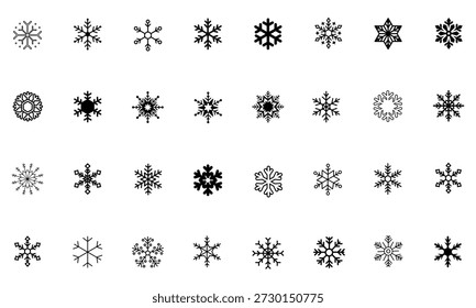 Iconos negros del copo de nieve fijados para el invierno y los Diseños de Festiva