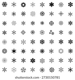 Iconos negros del copo de nieve fijados para el invierno y los Diseños de Festiva